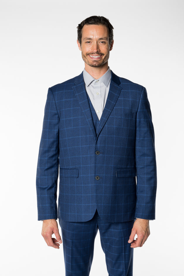 Blue plaid suit jacket store
