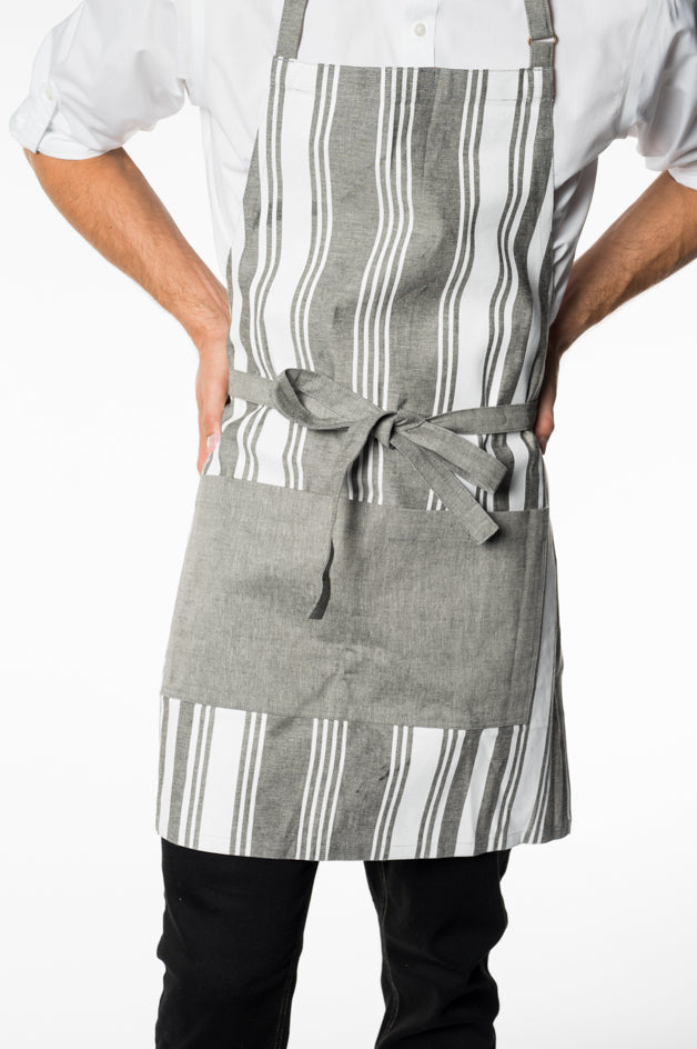 Grey and White Striped Apron