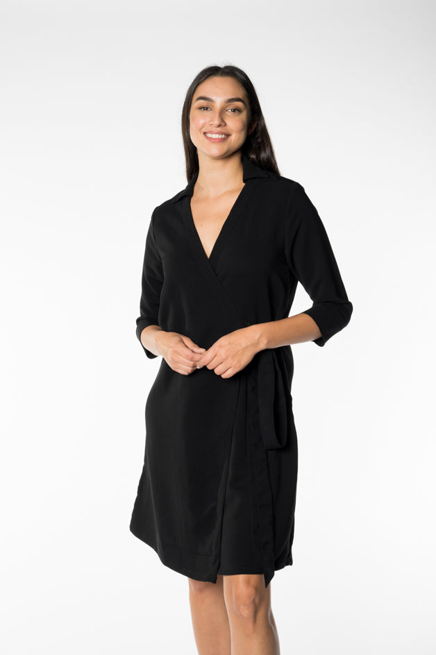 Black Midi Wrap Dress