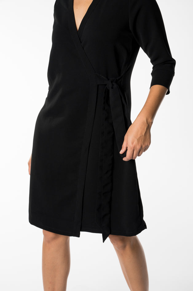 Black Midi Wrap Dress