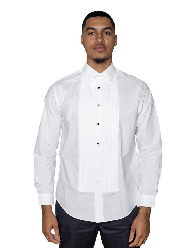 Men’s White Tuxedo Button Down Dress Shirt - Kloth Studio Inc. - klothstudio.com