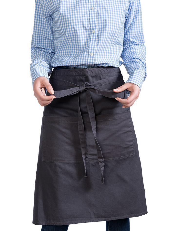 Charcoal Grey Knee-Length Bistro Apron - Kloth Studio Inc. - klothstudio.com