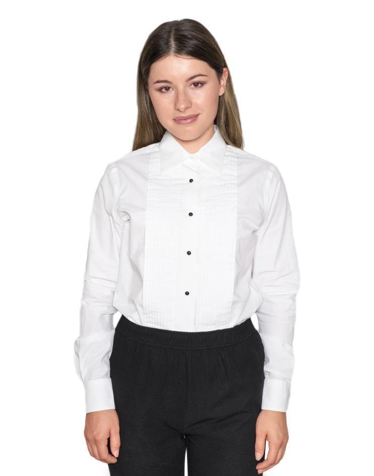 Women’s White Tuxedo Button Down Dress Shirt - Kloth Studio Inc. - klothstudio.com