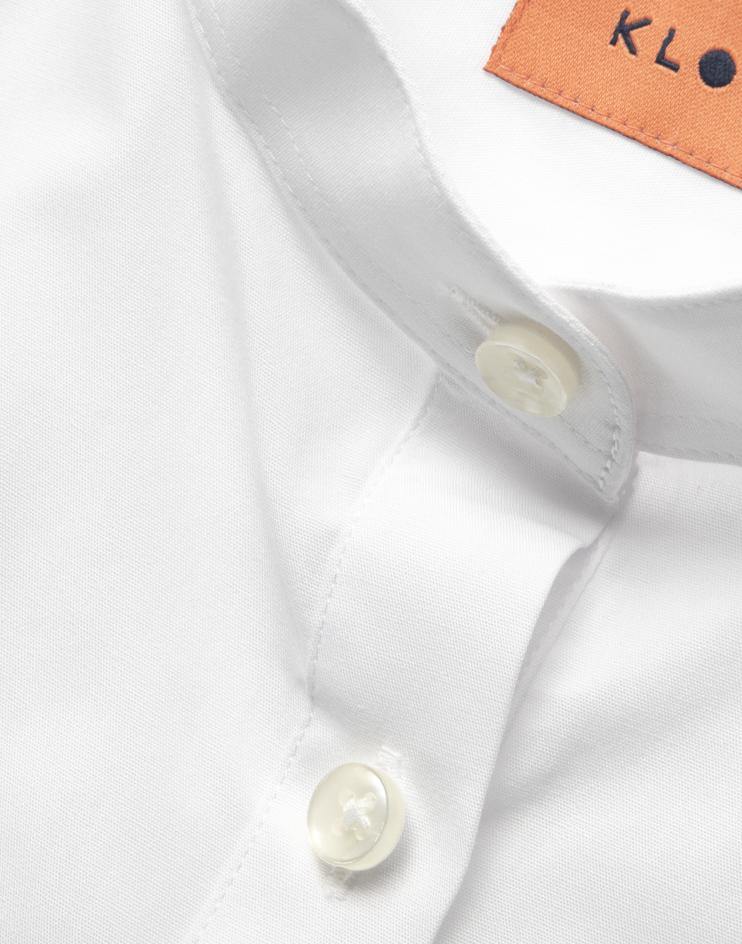 Women’s White Bib, Mandarin Collar Shirt - Kloth Studio Inc. - klothstudio.com
