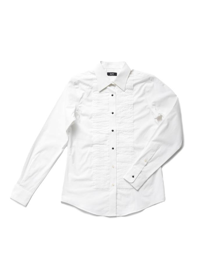 Women’s White Tuxedo Button Down Dress Shirt - Kloth Studio Inc. - klothstudio.com