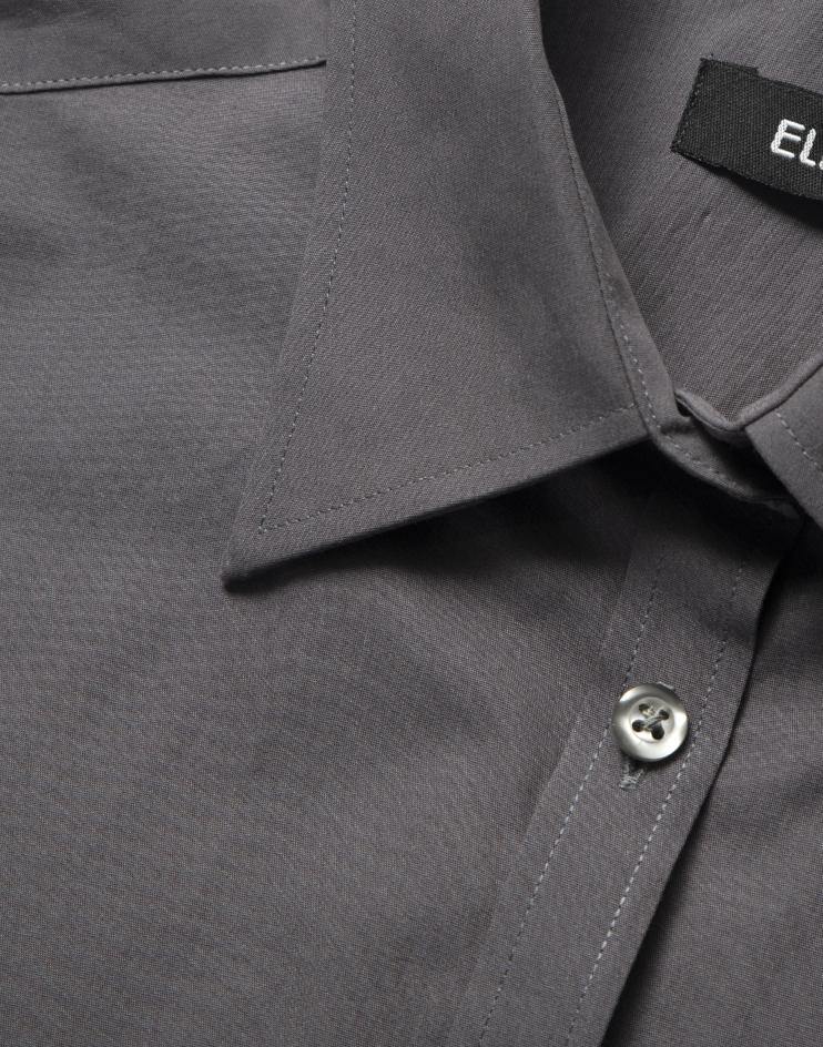 Women’s Classic Dark Grey Button Front, Collar Dress Shirt - Kloth Studio Inc. - klothstudio.com