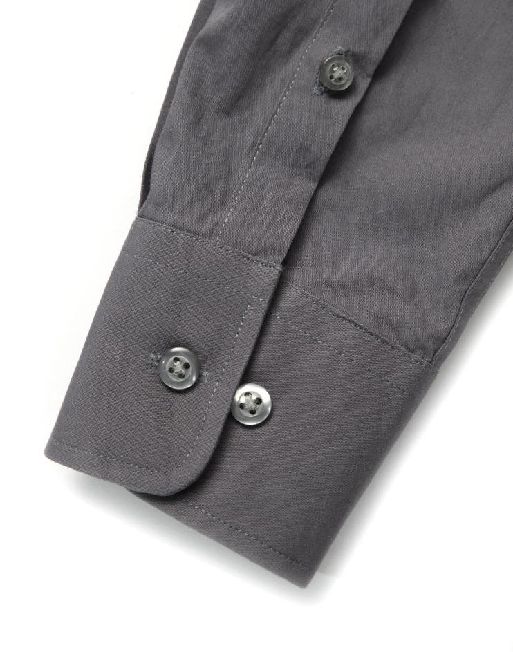 Women’s Classic Dark Grey Button Front, Collar Dress Shirt - Kloth Studio Inc. - klothstudio.com