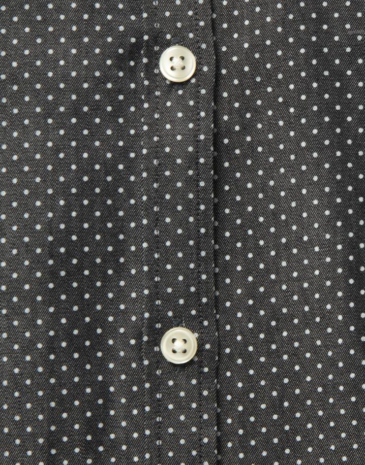 Women’s Black and White Polka Dot Button Front, Collar Dress Shirt - Kloth Studio Inc. - klothstudio.com