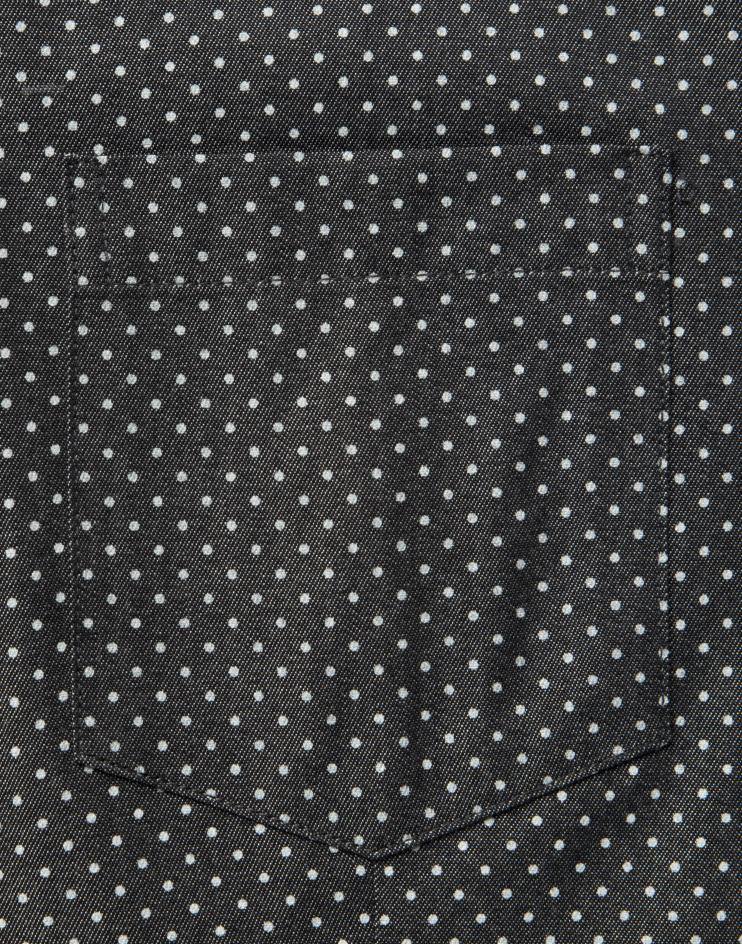 Women’s Black and White Polka Dot Button Front, Collar Dress Shirt - Kloth Studio Inc. - klothstudio.com