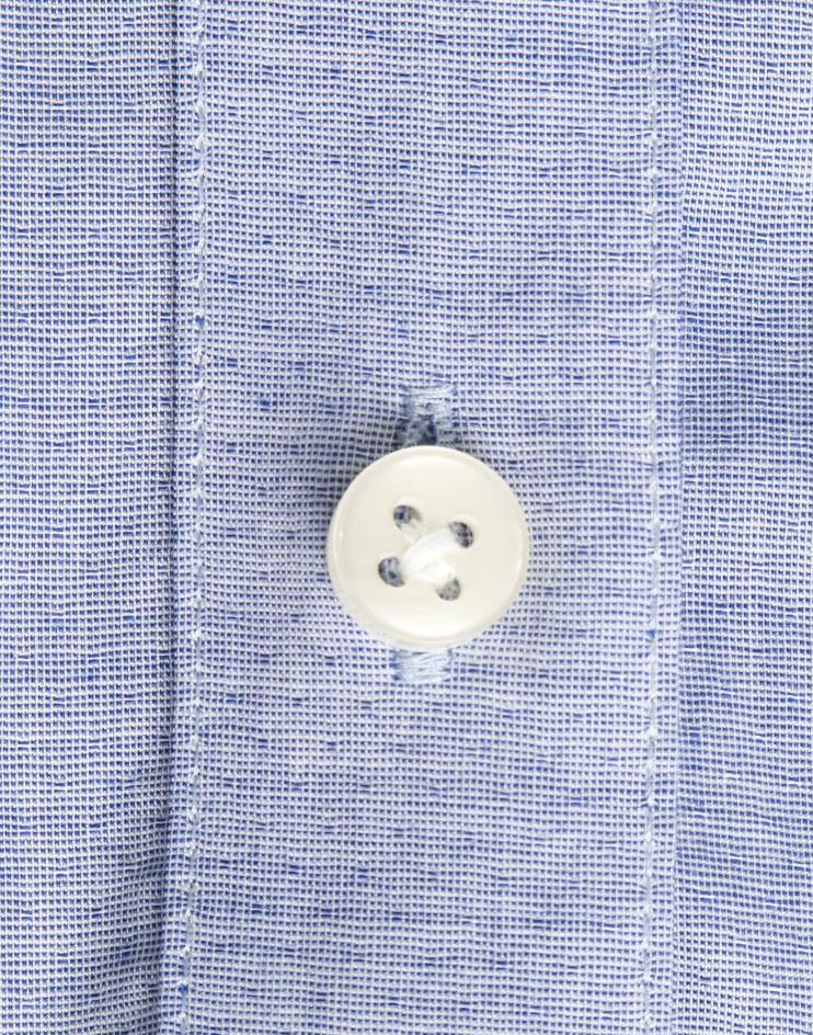 Women's Oxford Blue Button Front, Mandarin Collar Shirt - Kloth Studio Inc. - klothstudio.com