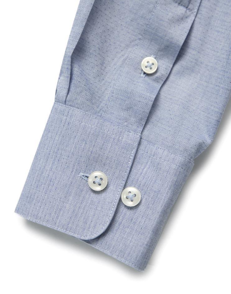 Women's Oxford Blue Button Front, Mandarin Collar Shirt - Kloth Studio Inc. - klothstudio.com