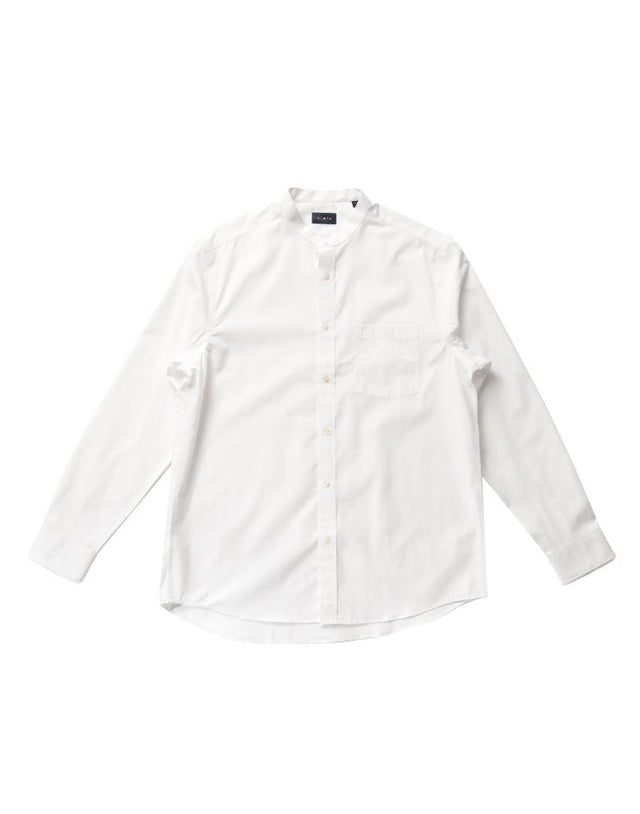 Men’s White Button Front, Mandarin Collar Shirt - Kloth Studio Inc. - klothstudio.com