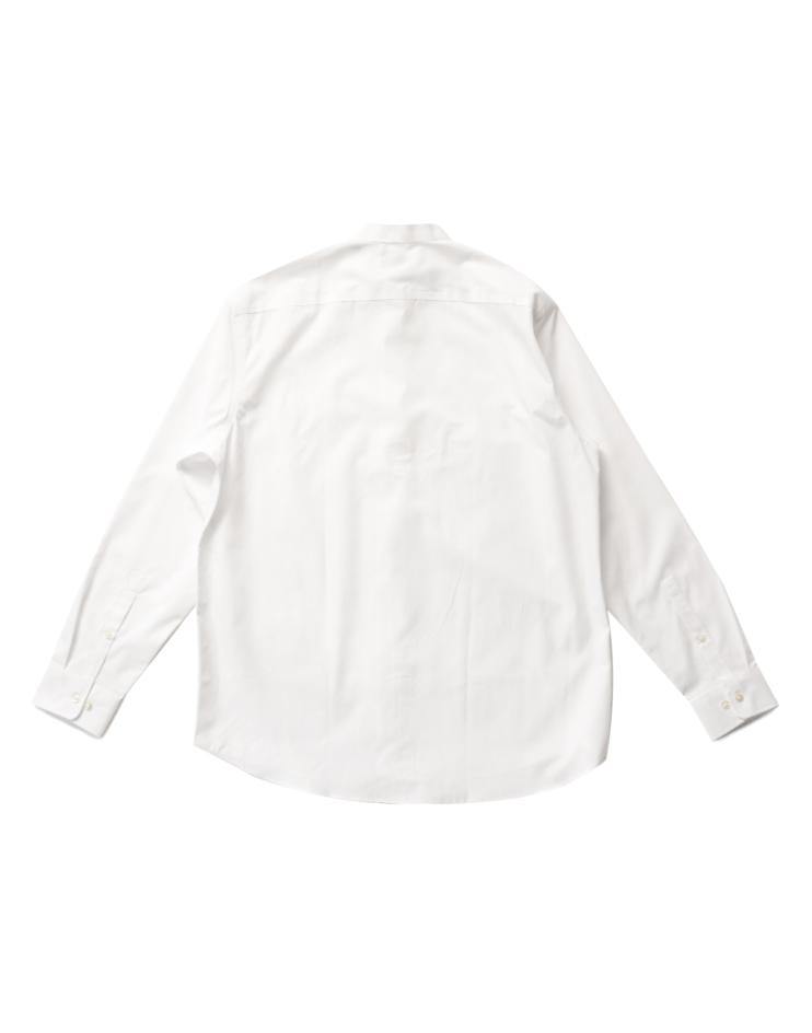 Men’s White Button Front, Mandarin Collar Shirt - Kloth Studio Inc. - klothstudio.com