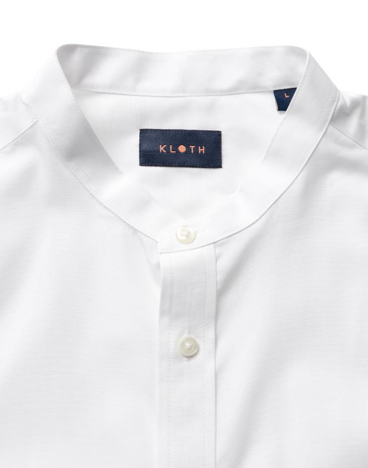 Men’s White Button Front, Mandarin Collar Shirt - Kloth Studio Inc. - klothstudio.com