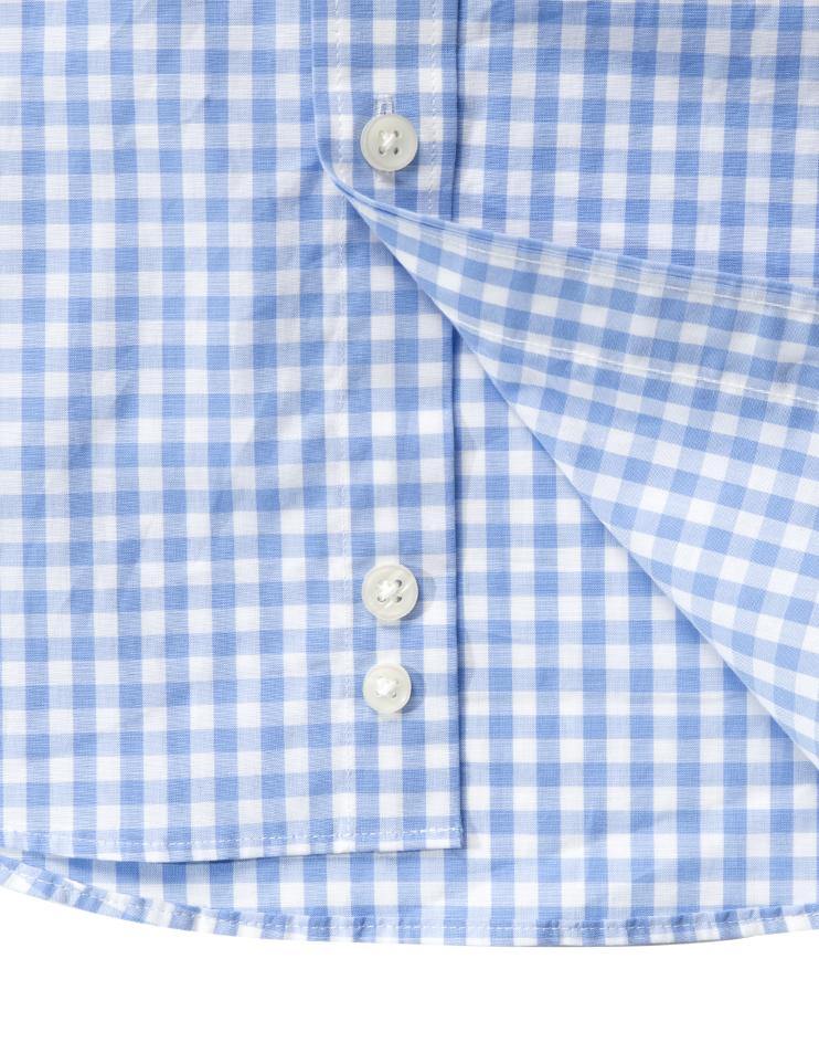 Men’s Blue and White Gingham Button Front, Collar Dress Shirt - Kloth Studio Inc. - klothstudio.com