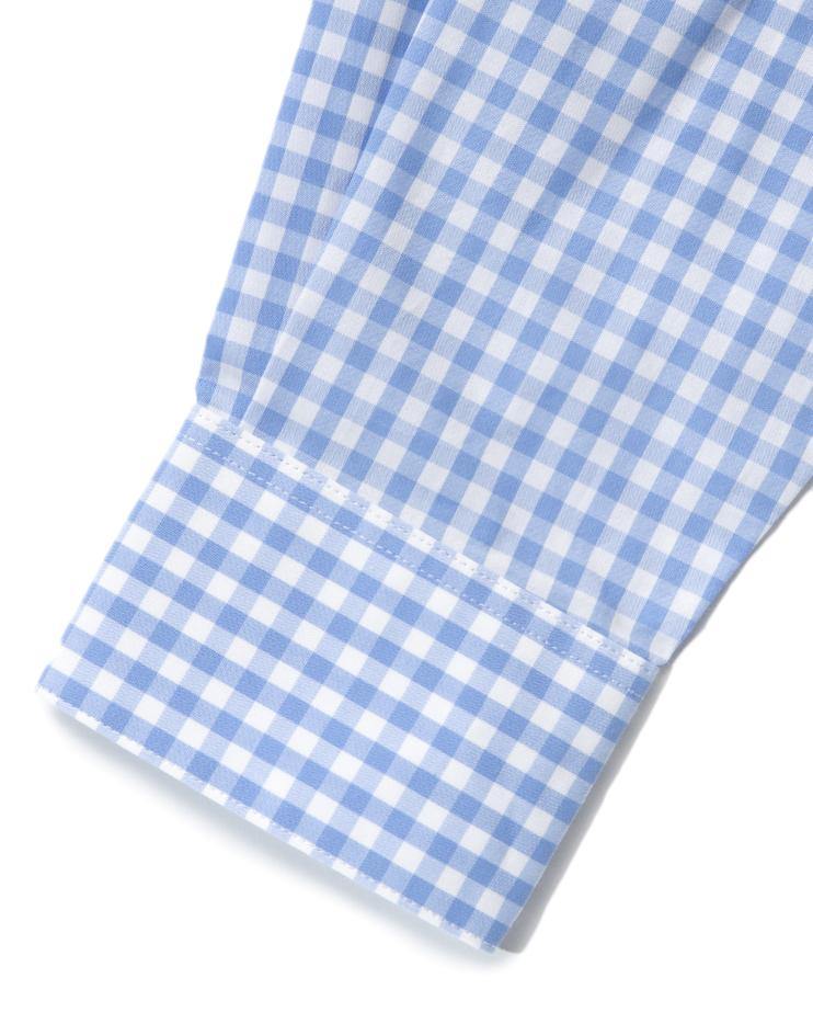 Men’s Blue and White Gingham Button Front, Collar Dress Shirt - Kloth Studio Inc. - klothstudio.com