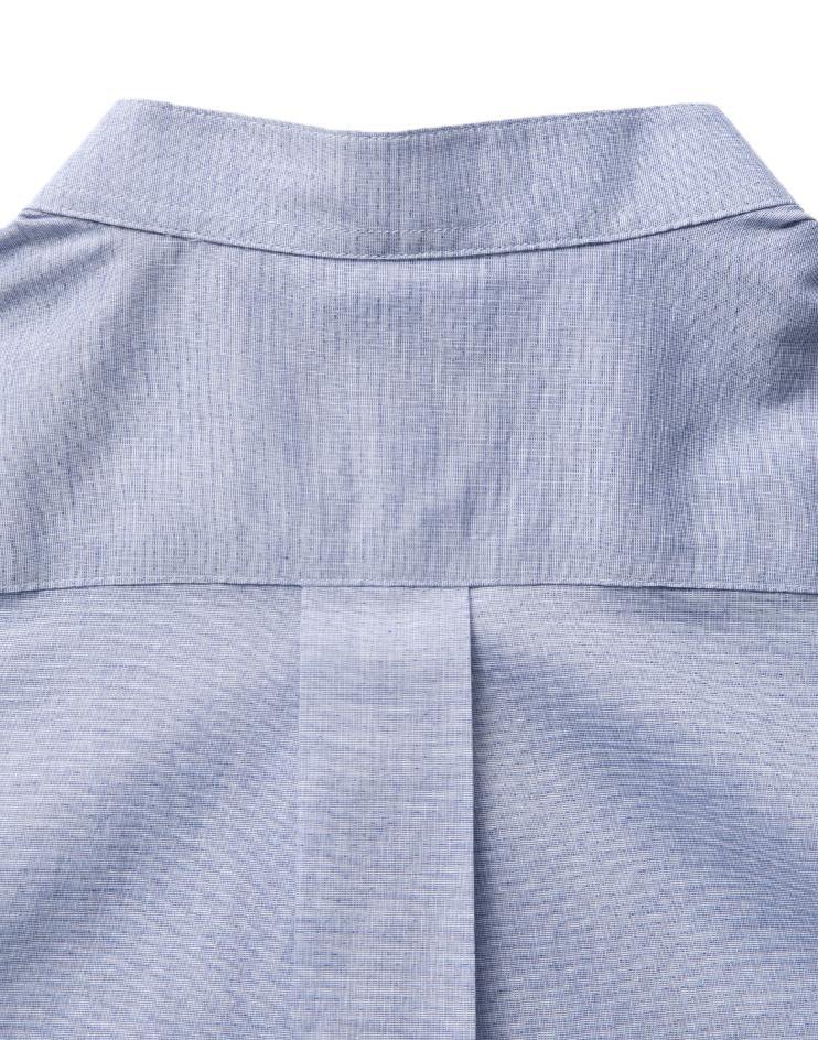 Men's Blue Button Front, Mandarin Collar Shirt - Kloth Studio Inc. - klothstudio.com