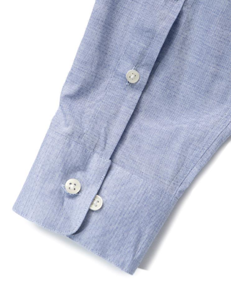 Men's Blue Button Front, Mandarin Collar Shirt - Kloth Studio Inc. - klothstudio.com