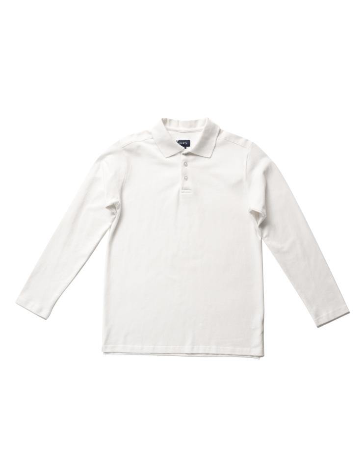 Men’s White Long Sleeve Pique Polo Shirt - Kloth Studio Inc. - klothstudio.com