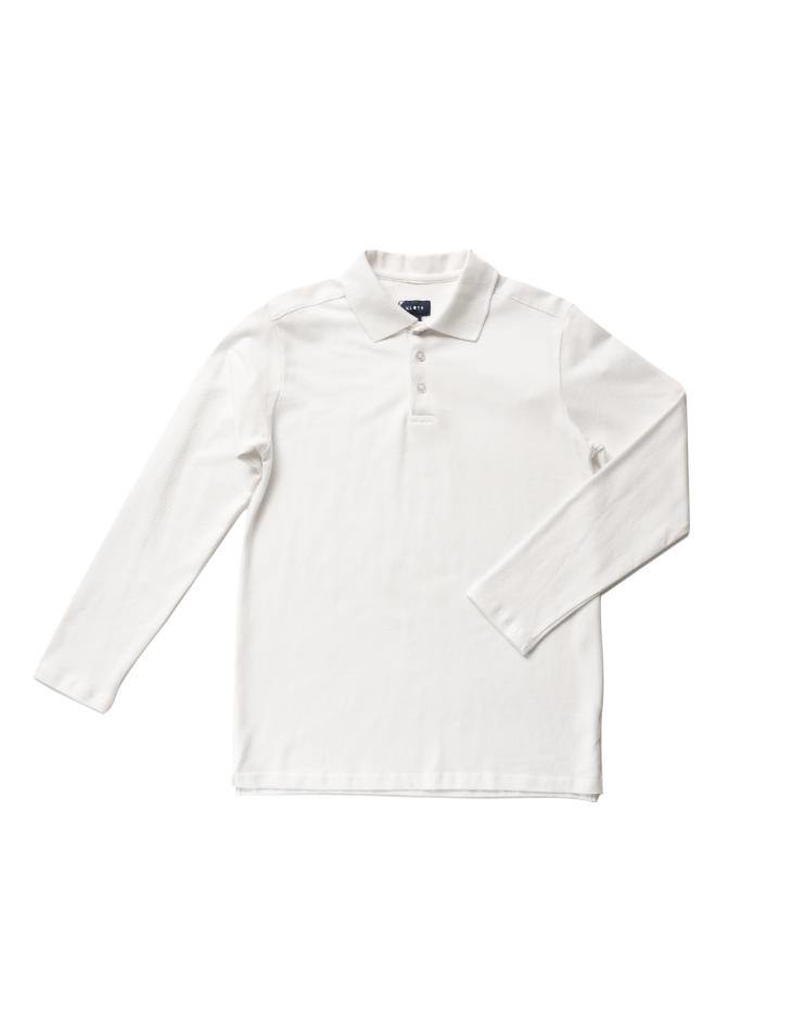 Men’s White Long Sleeve Pique Polo Shirt - Kloth Studio Inc. - klothstudio.com