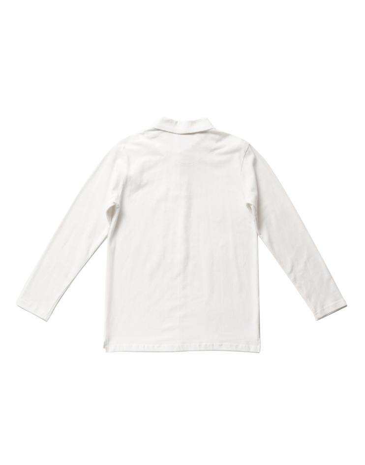 Men’s White Long Sleeve Pique Polo Shirt - Kloth Studio Inc. - klothstudio.com