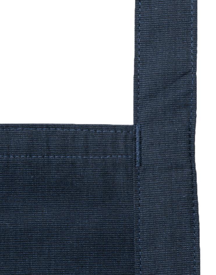 Navy-Blue Knee-Length Bistro Apron with White Details - Kloth Studio Inc. - klothstudio.com