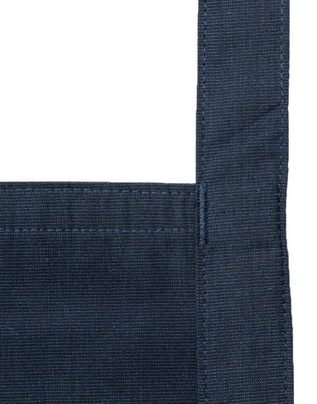 Navy-Blue Knee-Length Bistro Apron with White Details - Kloth Studio Inc. - klothstudio.com