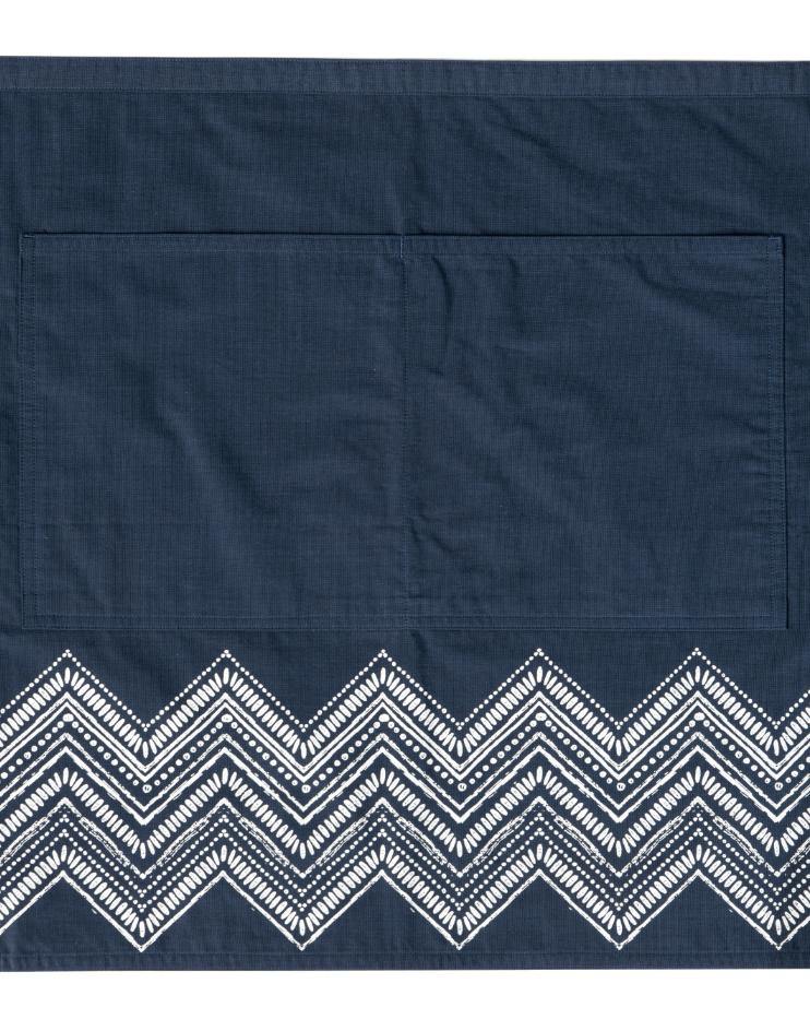 Navy-Blue Knee-Length Bistro Apron with White Details - Kloth Studio Inc. - klothstudio.com