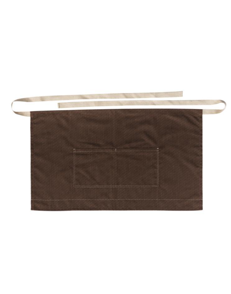 Brown Knee-Length Bistro Apron with White Stripes - Kloth Studio Inc. - klothstudio.com