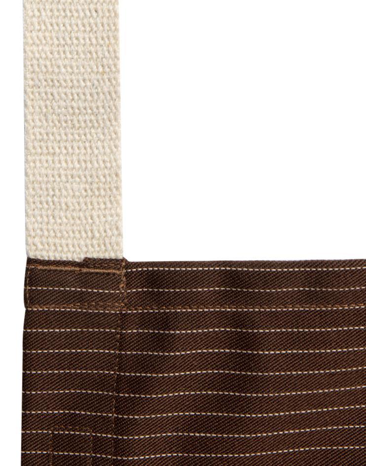Brown Knee-Length Bistro Apron with White Stripes - Kloth Studio Inc. - klothstudio.com