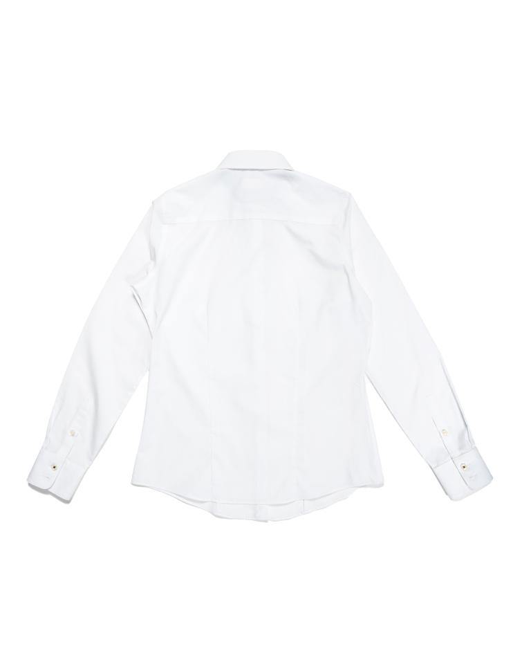White Collared Shirt with Burgundy Contrast Collar - Kloth Studio Inc. - klothstudio.com