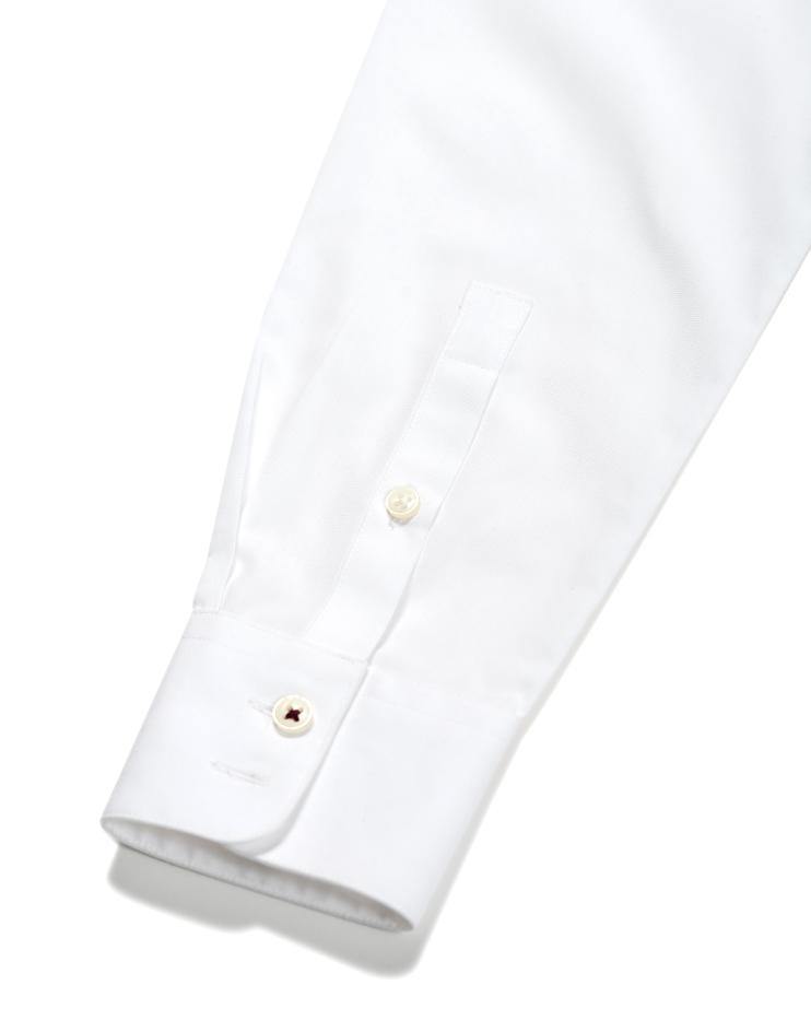 White Collared Shirt with Burgundy Contrast Collar - Kloth Studio Inc. - klothstudio.com