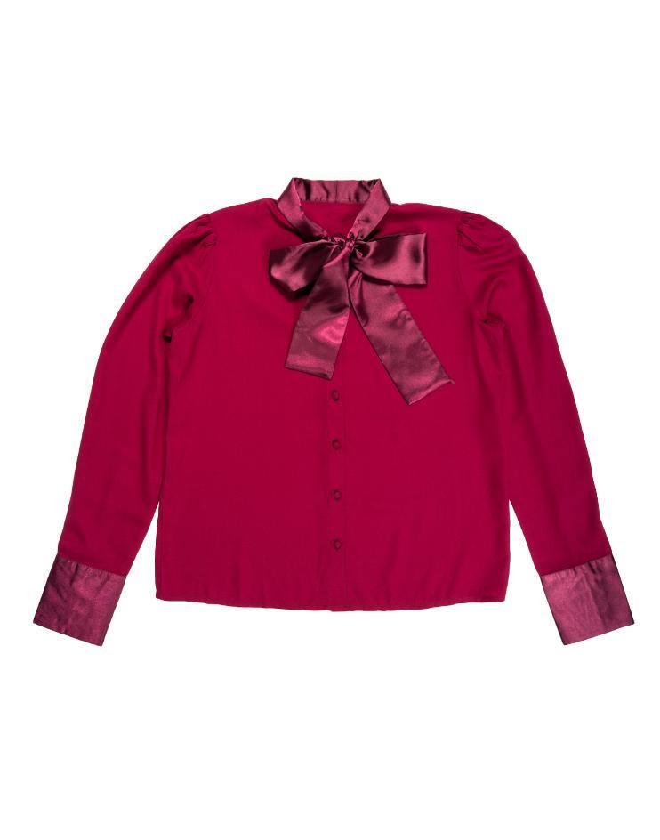 Burgundy Bow Blouse - Kloth Studio Inc. - klothstudio.com