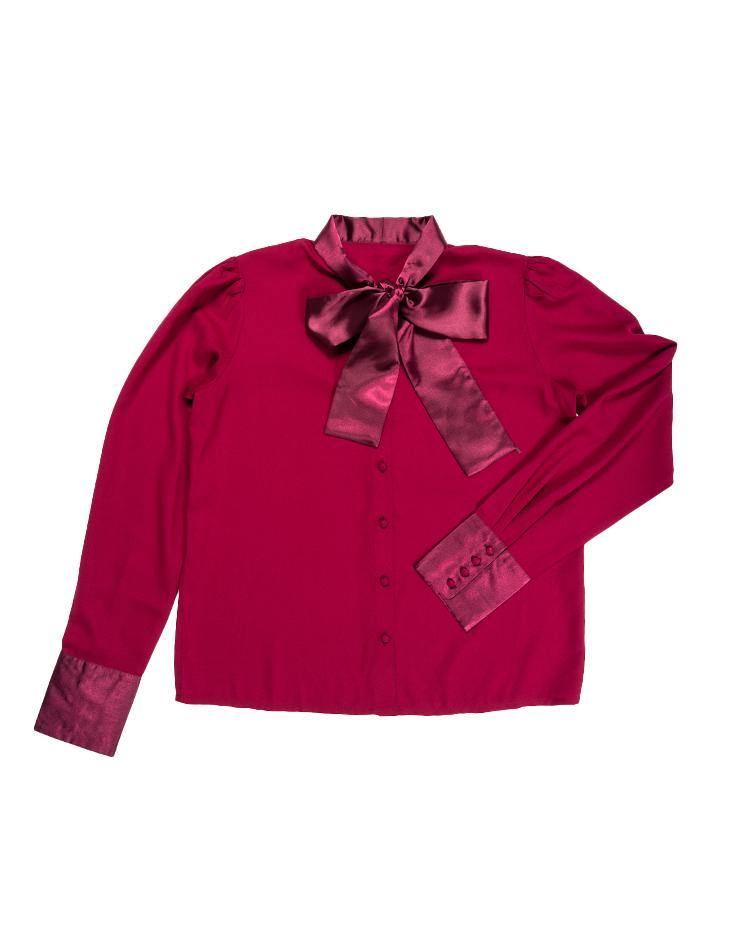 Burgundy Bow Blouse - Kloth Studio Inc. - klothstudio.com