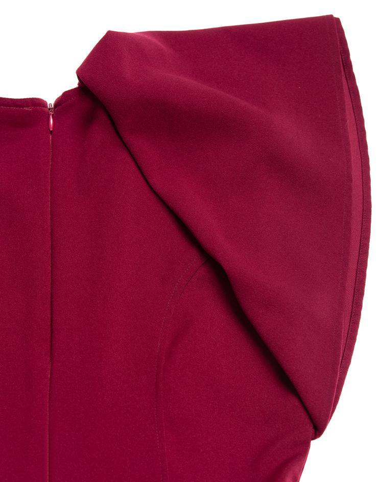 Burgundy Peplum Dress - Kloth Studio Inc. - klothstudio.com