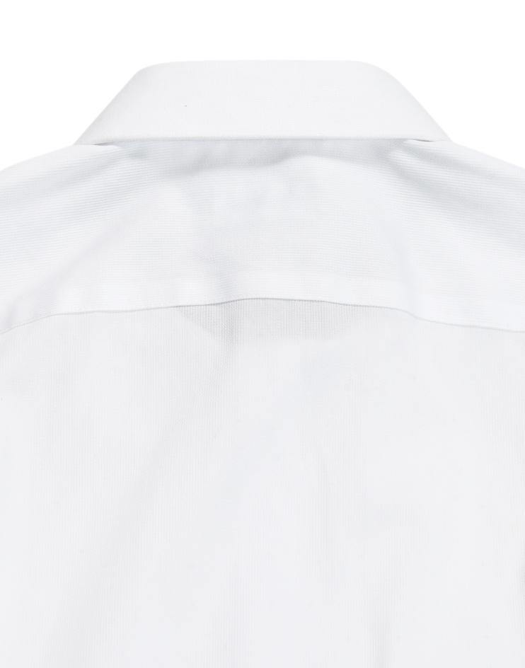White Collared Shirt with Burgundy Contrast Collar - Kloth Studio Inc. - klothstudio.com