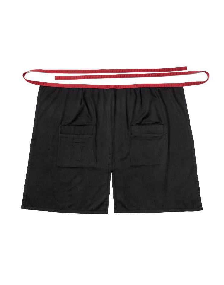 Black Bistro Apron with Burgundy Ties - Kloth Studio Inc. - klothstudio.com
