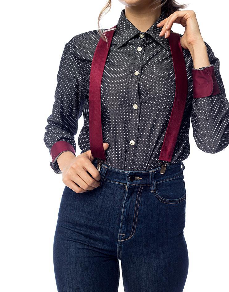 Burgundy Suspenders - Kloth Studio Inc. - klothstudio.com