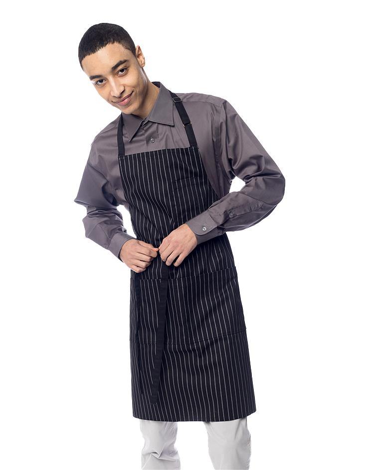 Black and Grey Stripped Bib Apron - Kloth Studio Inc. - klothstudio.com