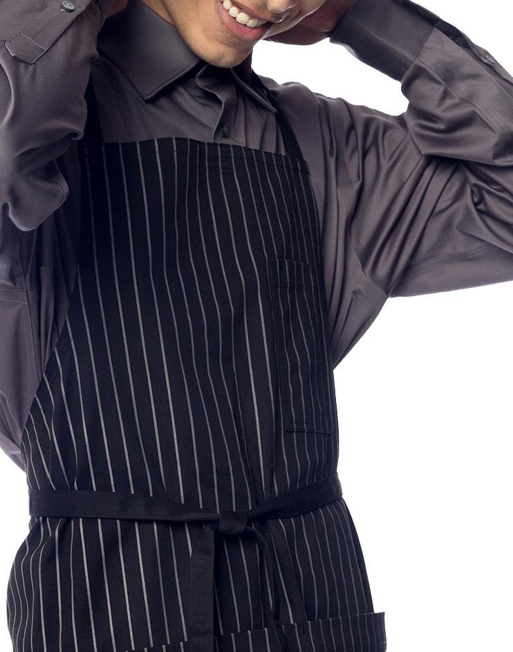 Black and Grey Stripped Bib Apron - Kloth Studio Inc. - klothstudio.com