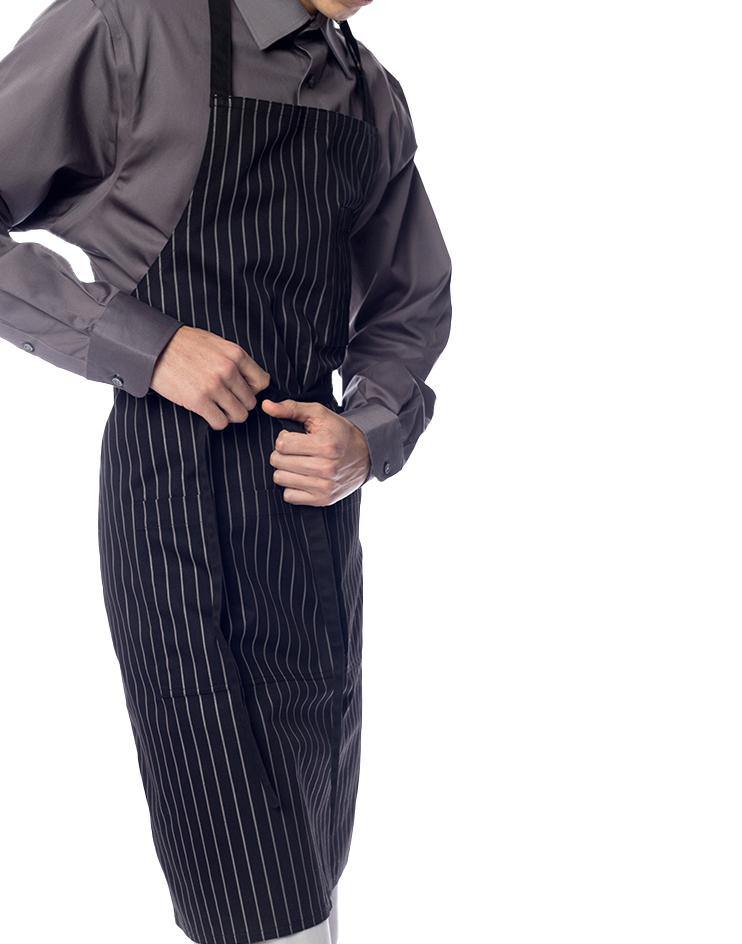 Black and Grey Stripped Bib Apron - Kloth Studio Inc. - klothstudio.com