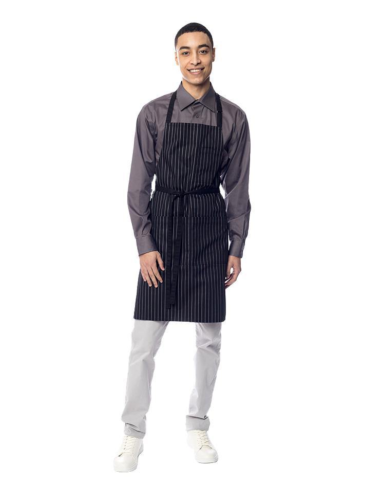 Black and Grey Stripped Bib Apron - Kloth Studio Inc. - klothstudio.com