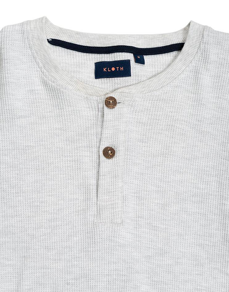 Grey Three Button Henley Shirt - Kloth Studio Inc. - klothstudio.com