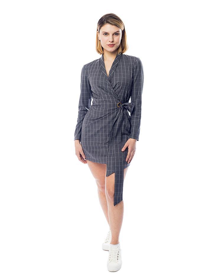 Grey Striped Tie Dress - Kloth Studio Inc. - klothstudio.com