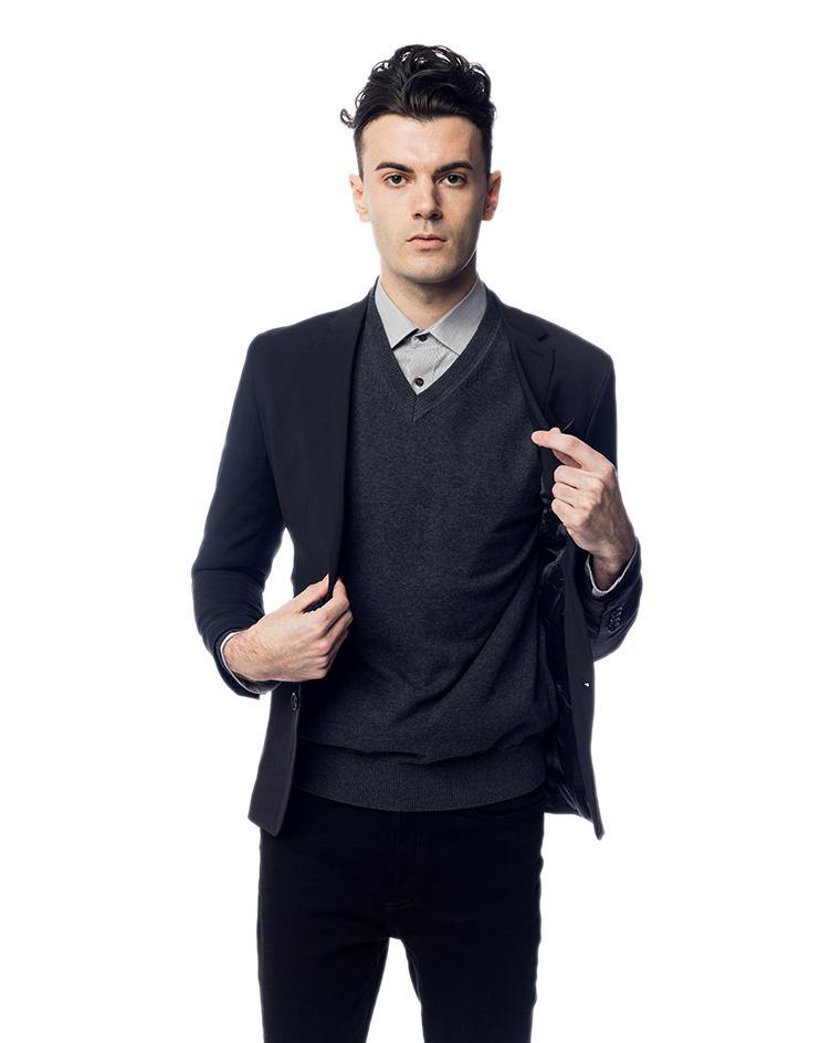 Blazer V Neck Sweater Dress Shirt Grey V-Neck Sweater