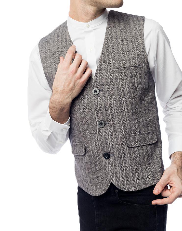 White Mandarin Collar Shirt - Kloth Studio Inc. - klothstudio.com