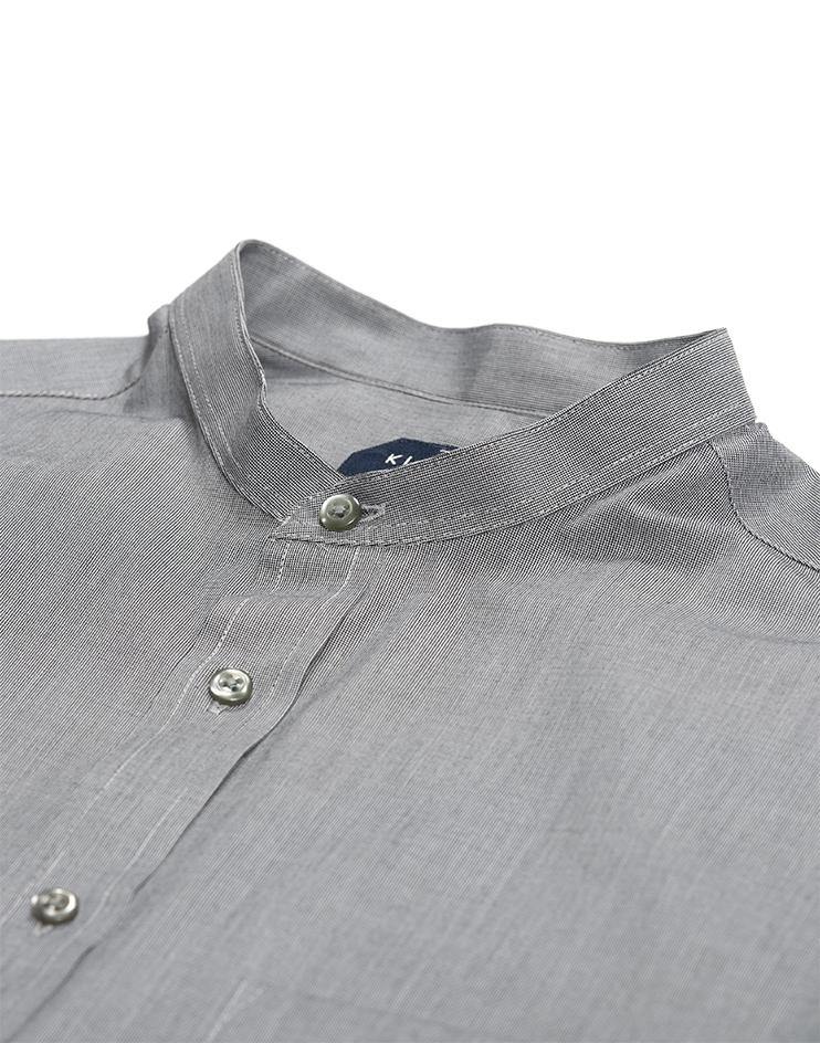 Grey Mandarin Collar Shirt - Kloth Studio Inc. - klothstudio.com