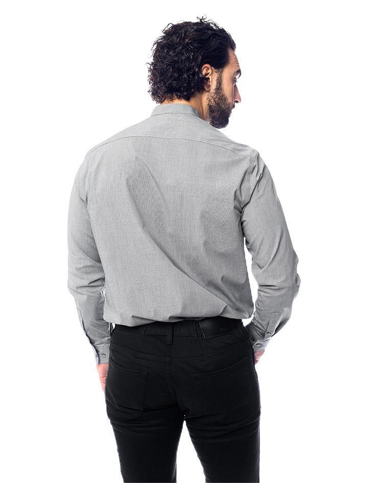 Grey Mandarin Collar Shirt - Kloth Studio Inc. - klothstudio.com