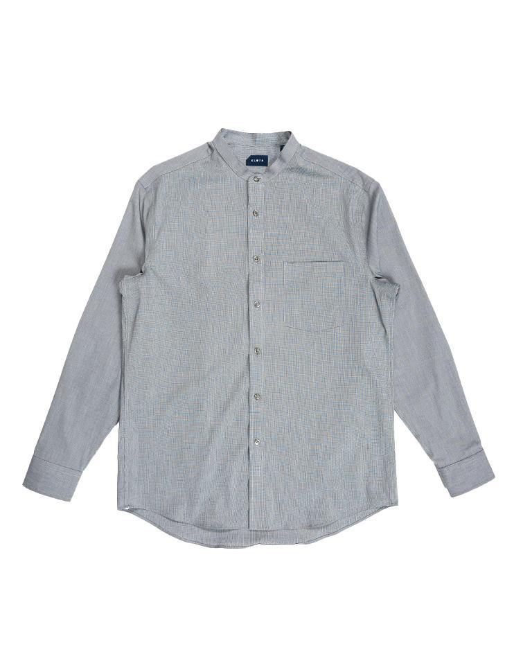 Grey Mandarin Collar Shirt - Kloth Studio Inc. - klothstudio.com