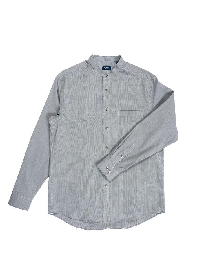 Grey Mandarin Collar Shirt - Kloth Studio Inc. - klothstudio.com